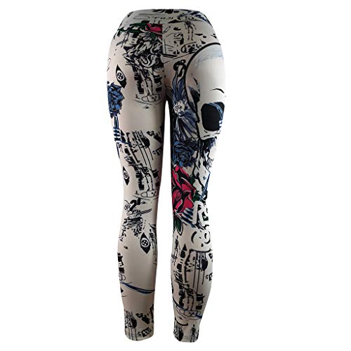 Fossen MuRope Pantalones Mujer Yoga Deporte Largo Compresion Otoño Invierno con Estampado de Calavera Sexy - Leggings Mujer Skinny Fitness de Vestir - Pants Casual para Chicas y Mujeres