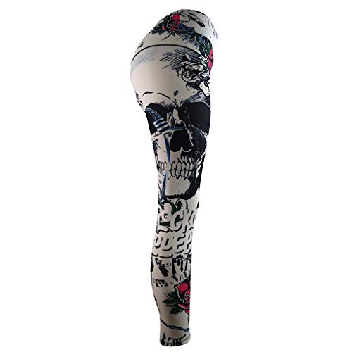 Fossen MuRope Pantalones Mujer Yoga Deporte Largo Compresion Otoño Invierno con Estampado de Calavera Sexy - Leggings Mujer Skinny Fitness de Vestir - Pants Casual para Chicas y Mujeres