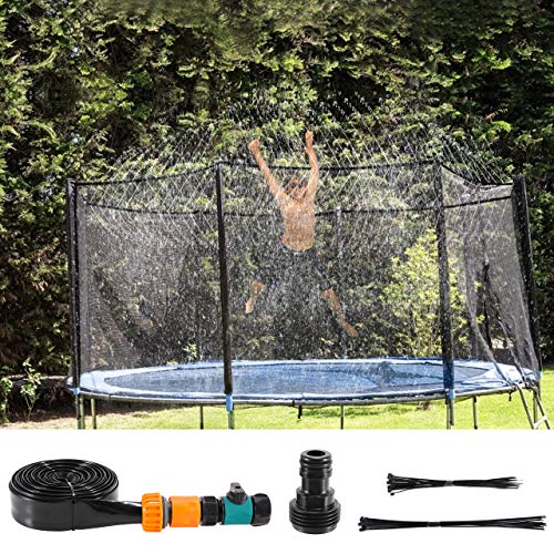 Fostoy Aspersor Trampolín Set, 12m Exteriores Rociador de Trampolín para Niños, Verano Aspersor para Parque Sistema de Agua Divertido Juego de Fiesta Jardín