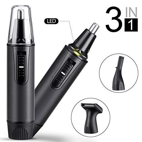 Fovel Cortapelos Nariz y Oreja, Profesional Nose Hair Trimmer, 3 en 1 Multifuncional Recortador Pelos Nariz/Orejas/Ceja/Barba, Inoxidable Doble Borde Waterproof