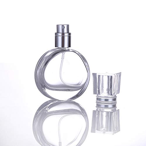 Frasco de perfume de vidrio vacía con atomizador de 30 ml, recargable, transparente