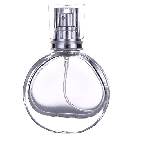 Frasco de perfume de vidrio vacía con atomizador de 30 ml, recargable, transparente