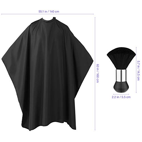 Frcolor Peluquería Cape Salon Cape Peluquería Delantal Vestido largo de corte de pelo negro, Cepillo para plumero incluido - 55"x 63"