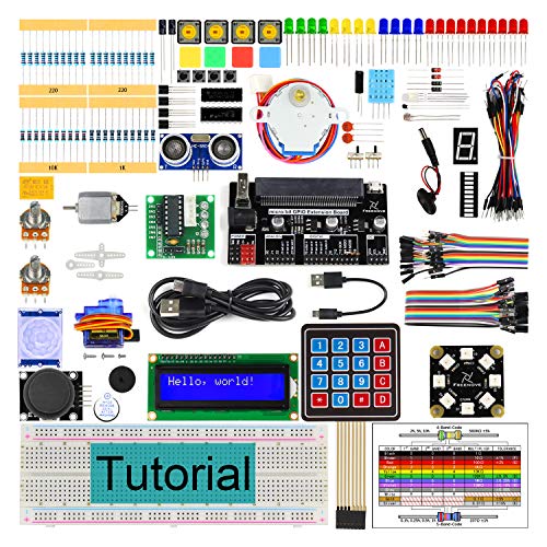 Freenove Ultimate Starter Kit for BBC Micro:bit (Not Contained), 305 Pages Detailed Tutorial, 224 Items, 44 Projects, Blocks and Python Code, Solderless Breadboard