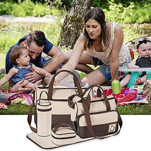FREESOO Set 5 kits Bolsa de Mama para Bebe Biberon Cambiador de Pañales Bolsa Hospital Maternidad Bolso de Pañales Bebé para Viaje Carro Carrito Biberón Colchoneta Comida Multifunción Gran Capacidad