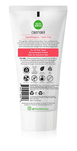 Fresh Monster Acondicionador natural para el cabello para niños sin toxinas Batido de fresa 1 Count, 6 oz