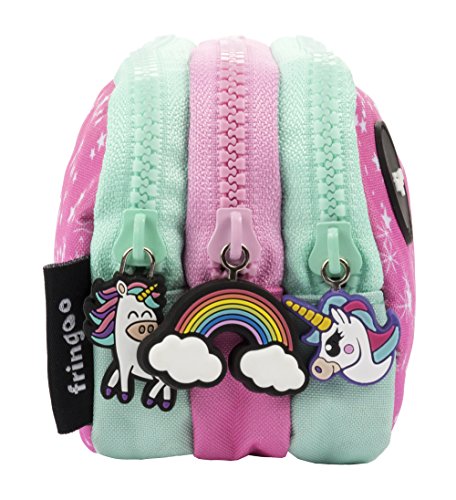 FRINGOO - Trousse à crayons avec 3 compartiments jolie et amusante - Pour enfant Large Born To Sparkle - 3 Compartments
