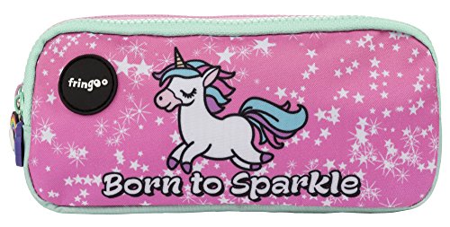 FRINGOO - Trousse à crayons avec 3 compartiments jolie et amusante - Pour enfant Large Born To Sparkle - 3 Compartments