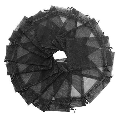 Frmarche Organza Bolsa de Regalo 100pcs Bolsas Joyas Caramelo Bolsa de Dulces de Boda 9 * 12cm (Negro)