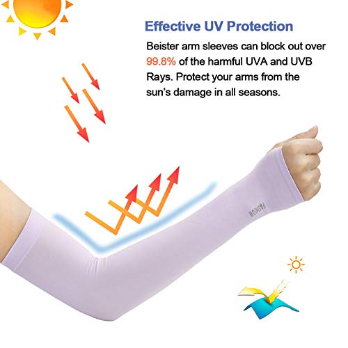 FT-SHOP Mangas del Brazo Solar Protección UV Manguitos de Enfriamiento con Agujero para el Pulgar para Correr Golf Ciclismo Conducir Jardinería Protección de la Piel 6 Pares