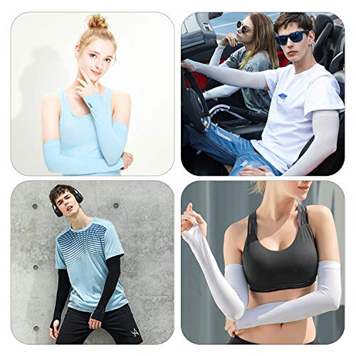 FT-SHOP Mangas del Brazo Solar Protección UV Manguitos de Enfriamiento con Agujero para el Pulgar para Correr Golf Ciclismo Conducir Jardinería Protección de la Piel 6 Pares