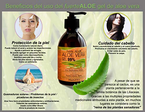 fuerte ALOE® Aloe Vera Gel 100% Organico puro - 250 ml / 8.45 fl oz