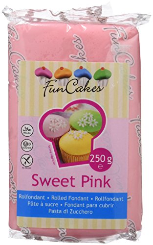FunCakes Fondant para Cubrir Tartas, Cupcakes, Galletas o Modelar color Rosa: Sabor Vainilla, Flexible, Sin Gluten, Halal, Kosher D, Apto Véganos, 250g, FC97250