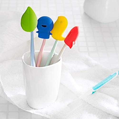 Funda de plástico para cepillo de dientes, 4 piezas de dibujos animados fundas de cepillo de dientes portátil de silicona para el hogar, viajes diarios al aire libre
