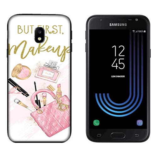 Funda Galaxy J3 2017 Carcasa Samsung Galaxy J3 2017 amo el maquillaje antes del truco / Cubierta Imprimir también en los lados / Cover Antideslizante Antideslizante Antiarañazos Resistente a golpes