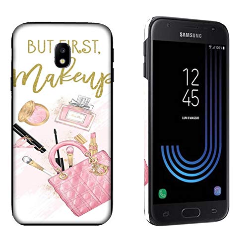 Funda Galaxy J3 2017 Carcasa Samsung Galaxy J3 2017 amo el maquillaje antes del truco / Cubierta Imprimir también en los lados / Cover Antideslizante Antideslizante Antiarañazos Resistente a golpes