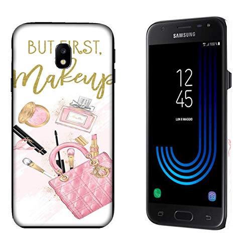 Funda Galaxy J3 2017 Carcasa Samsung Galaxy J3 2017 amo el maquillaje antes del truco / Cubierta Imprimir también en los lados / Cover Antideslizante Antideslizante Antiarañazos Resistente a golpes