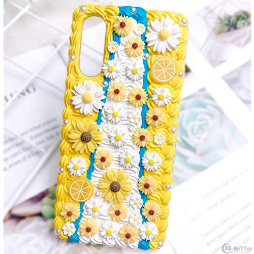 Funda hecha a mano para iPhone 11 Pro Max 3D Flower Phone Cover IP XR X/XS MAX Limón Fruta Crema Shell 6/7/8 Plus DIY Chica Regalo SE2020-Amarillo limón para iPhone 6s