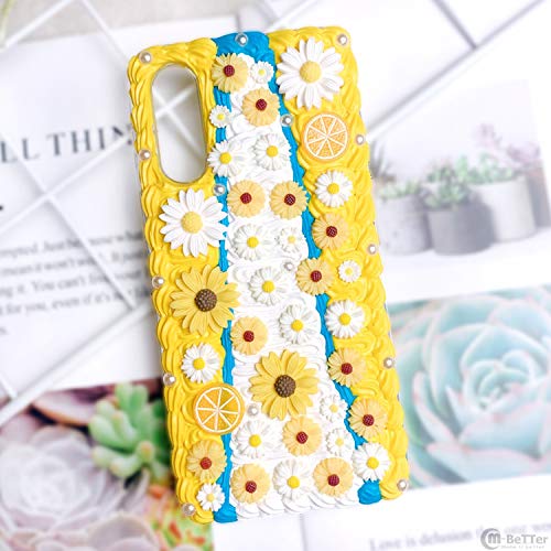 Funda hecha a mano para iPhone 11 Pro Max 3D Flower Phone Cover IP XR X/XS MAX Limón Fruta Crema Shell 6/7/8 Plus DIY Chica Regalo SE2020-Amarillo limón para iPhone 6s