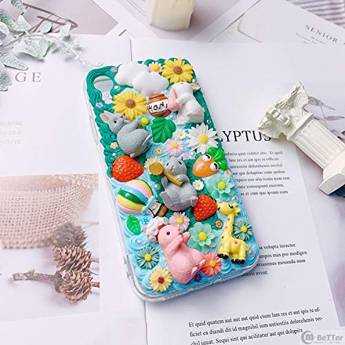 Funda hecha a mano para Samsung S20 Ultra Cute Rabbit Phone Cover Galaxy Note 10 Plus Dibujos Animados DIY Crema Shell S8/9/10+ Note 5/8/9-Rosa Para Galaxy S10e
