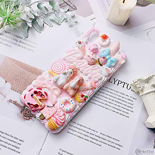 Funda hecha a mano para Samsung S20 Ultra Cute Rabbit Phone Cover Galaxy Note 10 Plus Dibujos Animados DIY Crema Shell S8/9/10+ Note 5/8/9-Rosa Para Galaxy S10e