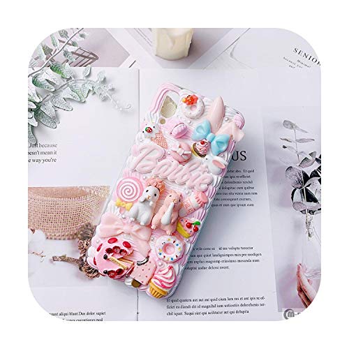 Funda hecha a mano para Samsung S20 Ultra Cute Rabbit Phone Cover Galaxy Note 10 Plus Dibujos Animados DIY Crema Shell S8/9/10+ Note 5/8/9-Rosa Para Galaxy S10e