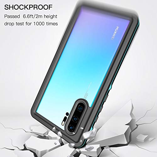 Funda Impermeable Huawei P30 Pro, ShellBox Militar Anticaidas Caso 360 Grados Antigolpes Carcasa Protectora Anti-arañazos Resistente al Agua Case para Huawei P30 Pro 6.47",Teal