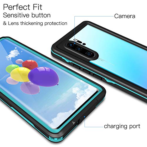 Funda Impermeable Huawei P30 Pro, ShellBox Militar Anticaidas Caso 360 Grados Antigolpes Carcasa Protectora Anti-arañazos Resistente al Agua Case para Huawei P30 Pro 6.47",Teal
