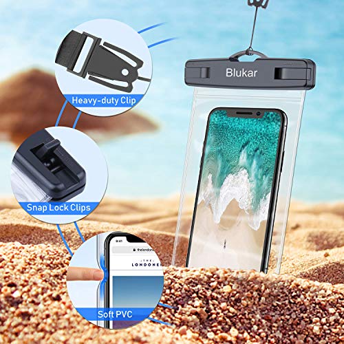Funda Impermeable Móvil [6.5 inch*1+6 inch*2], Blukar 3 Unidades IPX8 Bolsa Impermeable Móvil Teléfono Universal Funda Sumergible Móvil para iPhone XS MAX/XS/8 Plus, Huawei, Galaxy S10/S9, Sony etc.