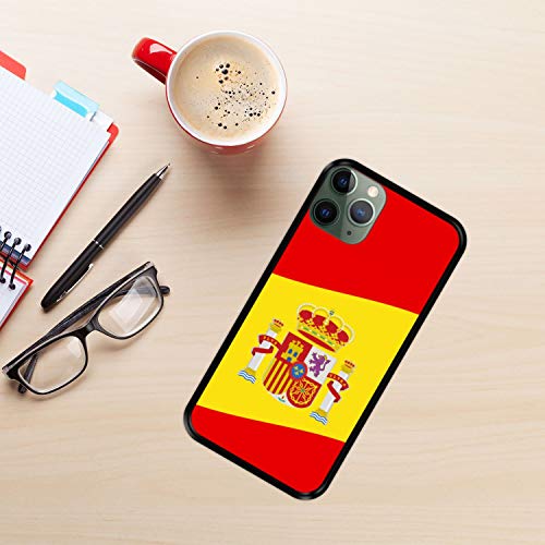 Funda Negra para [ iPhone 11 Pro MAX ] diseño [ Ilustración 2, Bandera de España ] Carcasa Silicona Flexible TPU