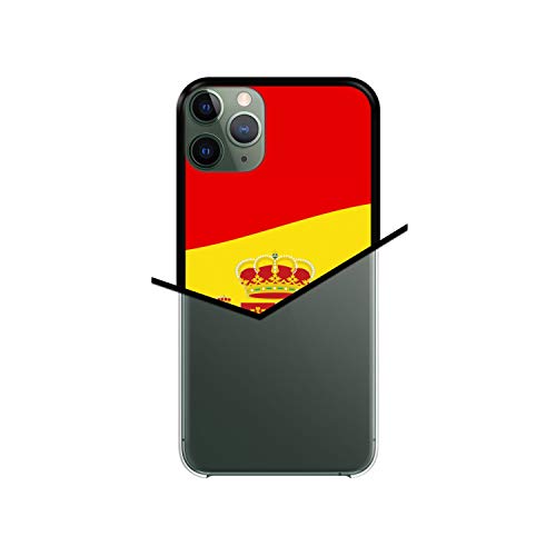 Funda Negra para [ iPhone 11 Pro MAX ] diseño [ Ilustración 2, Bandera de España ] Carcasa Silicona Flexible TPU