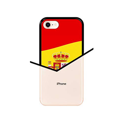 Funda Negra para [ iPhone 7-8 ] diseño [ Ilustración 2, Bandera de España ] Carcasa Silicona Flexible TPU