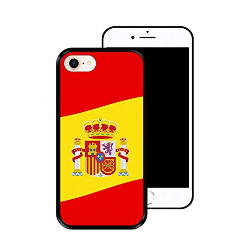 Funda Negra para [ iPhone 7-8 ] diseño [ Ilustración 2, Bandera de España ] Carcasa Silicona Flexible TPU