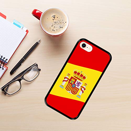 Funda Negra para [ iPhone 7-8 ] diseño [ Ilustración 2, Bandera de España ] Carcasa Silicona Flexible TPU
