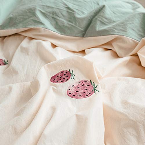 Funda nórdica de fresa Juego de cama Queen Juego de cama Full Fruit Sábanas y fundas de almohadas Green Green Mint Fundas de almohada lindas for niñas adolescentes Colcha Tamaño completo Mujeres Light