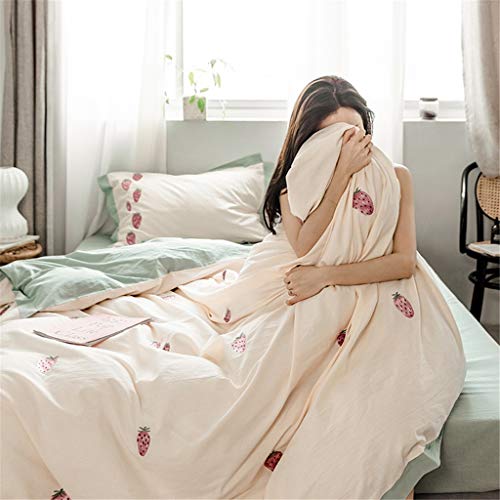Funda nórdica de fresa Juego de cama Queen Juego de cama Full Fruit Sábanas y fundas de almohadas Green Green Mint Fundas de almohada lindas for niñas adolescentes Colcha Tamaño completo Mujeres Light