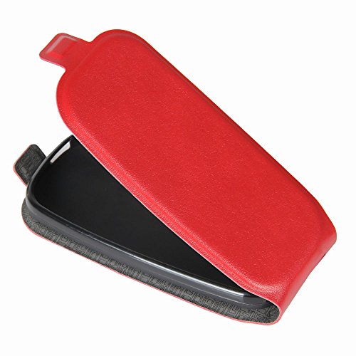 Funda para Nokia 105 (2017) con Soporte Plegable, Carcasa para Nokia 105 (2017) con Ranuras para Tarjetas y Billetes, Broche Magnético, Cubierta de Material de Cuero- Color Rojo