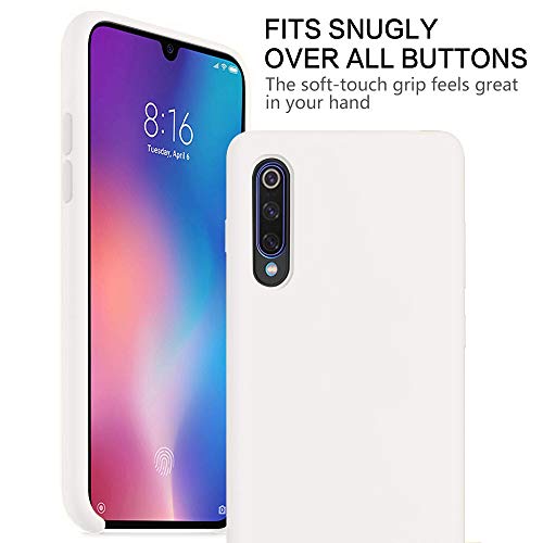 Funda para Xiaomi Mi 9/Mi 9 SE Teléfono Móvil Silicona Liquida Bumper Case y Flexible Scratchproof Ultra Slim Anti-Rasguño Protectora Caso (white, Xiaomi Mi 9 SE)