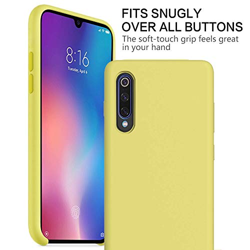 Funda para Xiaomi Mi 9/Mi 9 SE Teléfono Móvil Silicona Liquida Bumper Case y Flexible Scratchproof Ultra Slim Anti-Rasguño Protectora Caso (Yellow, Xiaomi Mi 9)