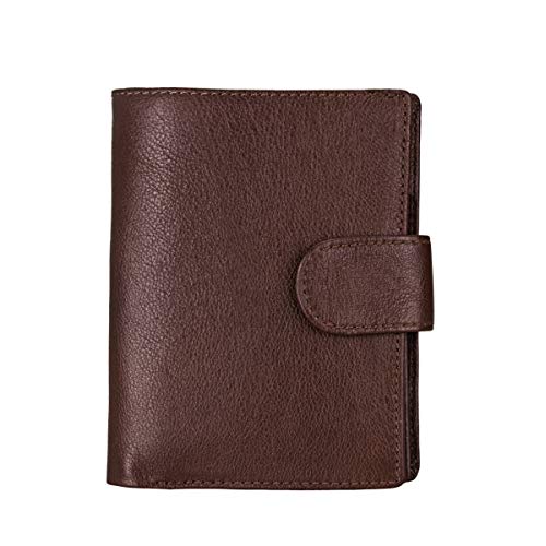 Funda Pasaporte Carteras de Piel para Hombre Mujer RFID Bloqueo Tarjetas de Crédito Monedero Silm Billetera Cremallera Café