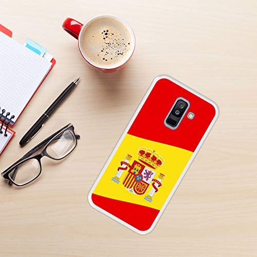 Funda Transparente para [ Samsung Galaxy A6 Plus 2018 ] diseño [ Ilustración 2, Bandera de España ] Carcasa Silicona Flexible TPU