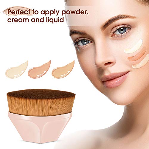 Fundación Brush Profesional, Brocha de Maquillaje, Pinceles de Maquillaje de Fundación Herramienta Cosmética, Soft de la Fibra Sintética, Fundación Líquida, BB Crema, Polvo Makeup y Sonrojo (Rosado)