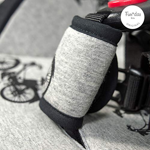 Fundas BCN® F191/93e99b - Colchoneta para BabyZen Yoyo + Cubre Arneses - Estampado Black Bikes
