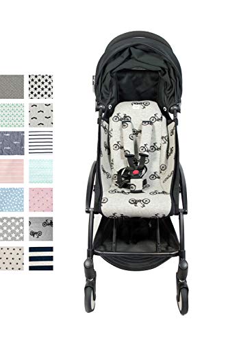 Fundas BCN® F191/93e99b - Colchoneta para BabyZen Yoyo + Cubre Arneses - Estampado Black Bikes