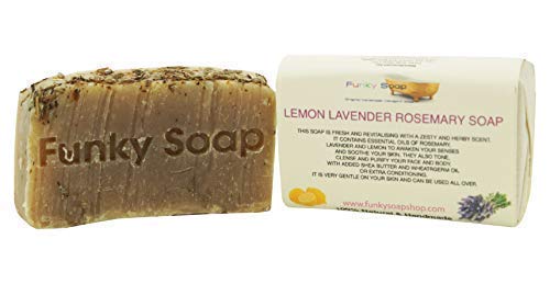 Funky Soap Lavanda, Limón & Romero Jabón 100% Natural Hecho a Mano, 1 Barra de 65g