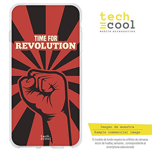 Funnytech® Funda Silicona para Xiaomi Pocophone F1 [Gel Silicona Flexible, Diseño Exclusivo] Time for Revolution Fondo Rojo