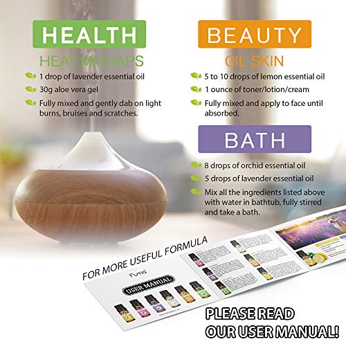 Funria Aceites Esenciales, 100% Puro y Natural Aceites Esenciales de Aromaterapia para Difusor - Set de Aceite Perfumado de Lavanda, Menta, Limón, Naranja Dulce, Jazmín, Orquídea, 6 x 10ML