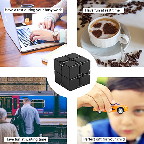 Funxim Infinity Cube Toy para Adultos y niños, versión Nueva Fidget Finger Toy Stress y Ansiedad, Killing Time Fidget Toys Infinite Cube para Office Staff (Negro)
