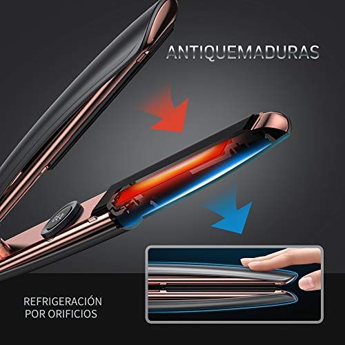FURIDEN Planchas del Pelo, Plancha Pelo con Antiquemaduras Cerámico Planchas del Pelo Viajes con Doble Voltaje planchas de pelo con Calentamiento Rápido MCH