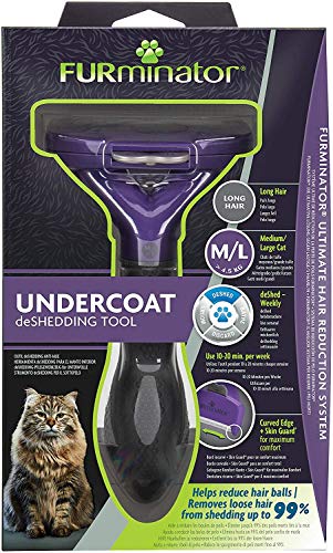 FURminator Undercoat deShedding Tool para gatos medianos y grandes de pelo largo